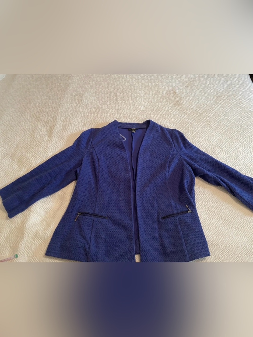 Alfani Open-Front Textured Blazer in Deep Blue